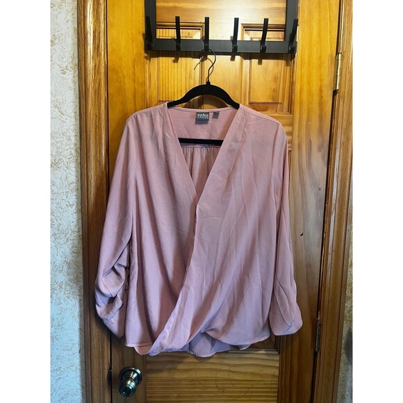 Dusty Rose Surplice Blouse - Picture 1 of 7